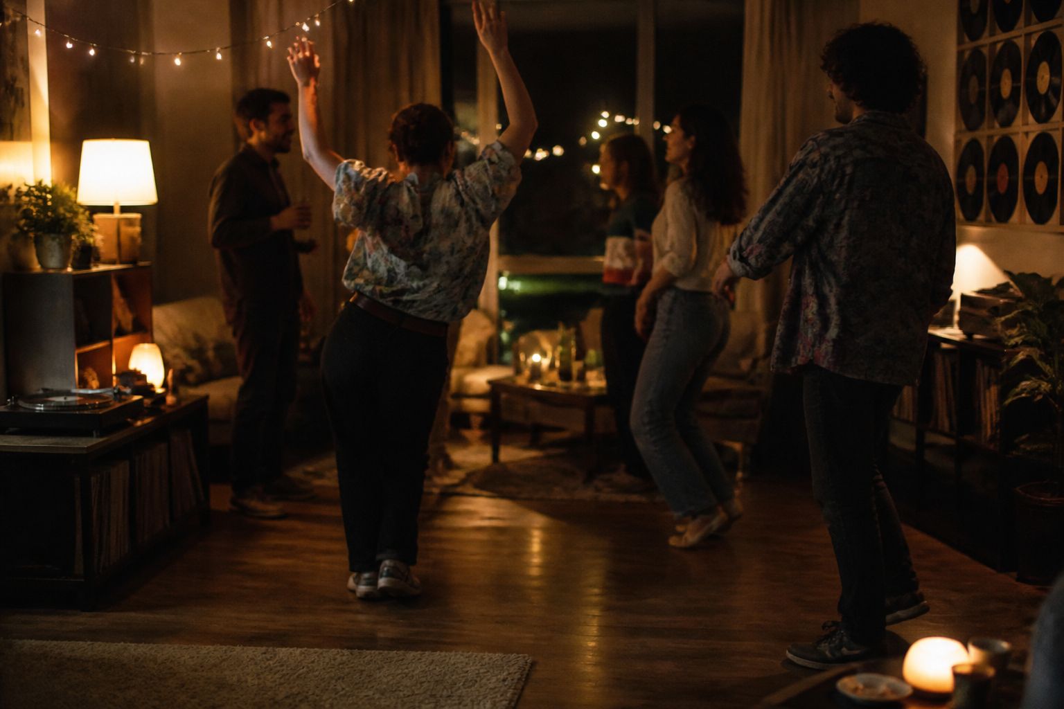 Video still of dancing after dinner